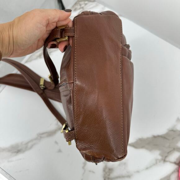 Giudi Womens Italian Leather Backpack Brown  Small Pockets Boho Casual Travel - Picture 4 of 12